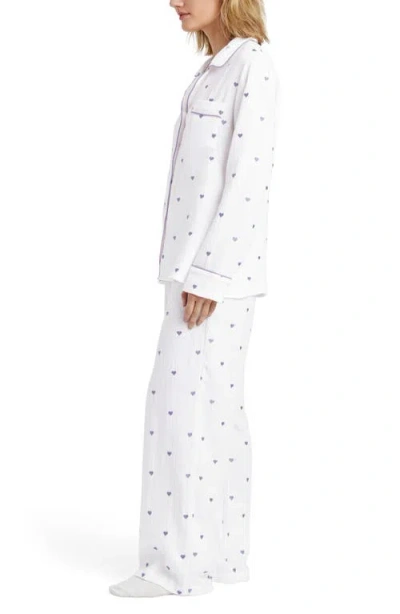 Splendid Lottie Love Cotton Gauze Pajamas In White/dried Lilac