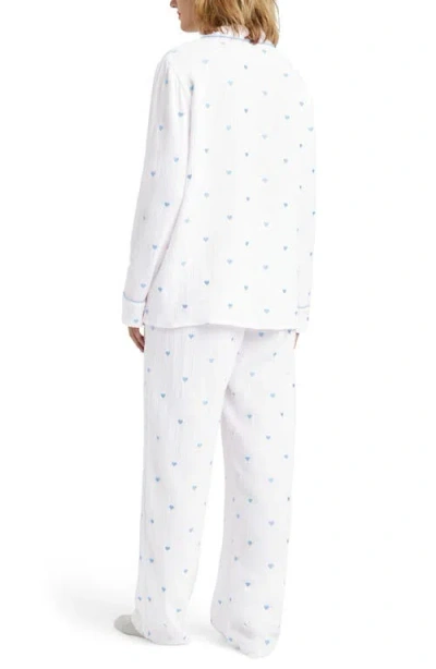 Splendid Lottie Love Cotton Gauze Pajamas In White/bleach Indigo