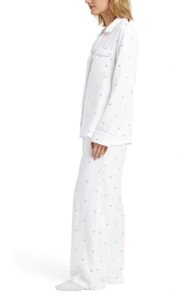 Splendid Lottie Love Cotton Gauze Pajamas In White/bleach Indigo