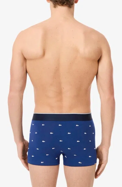 Lacoste Assorted 3-pack Stretch Cotton Boxer Briefs In Blue