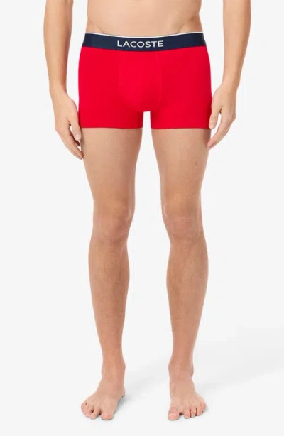 Lacoste Assorted 3-pack Stretch Cotton Boxer Briefs In Blue