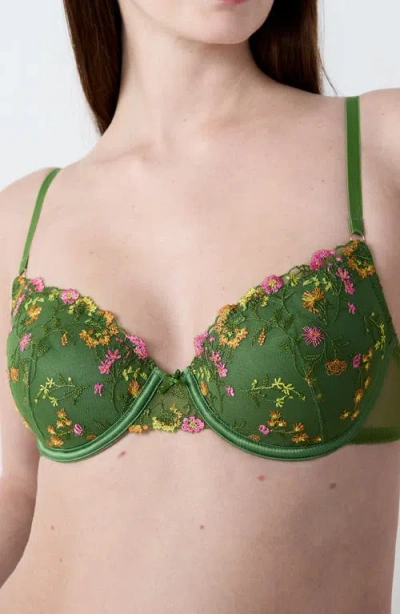 Etam Gourmandise No. 4 Underwire Demi Bra In Green