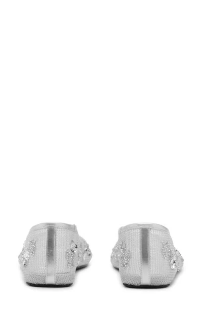 Mango Floral Embellished Mesh Ballet Flat In Silver
