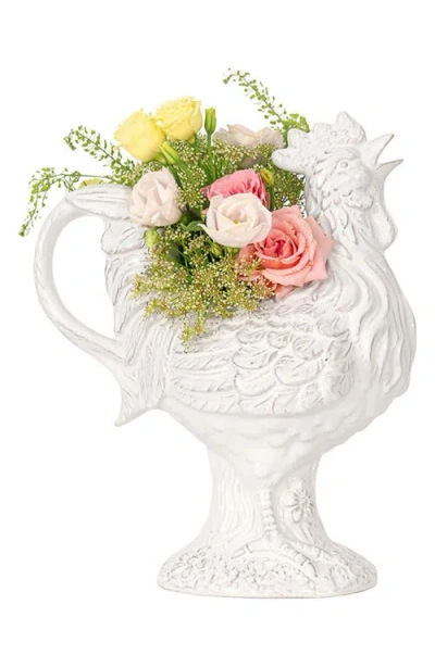 Juliska Clever Creatures Rousseau Rooster Pitcher In Whitewash