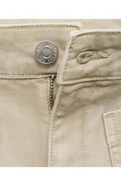 Mango Alex Raw Hem Patch Pocket Crop Flare Jeans In Pastel Green