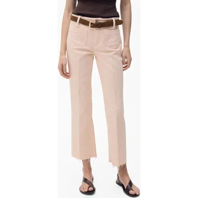 Mango Alex Raw Hem Patch Pocket Crop Flare Jeans In Pink