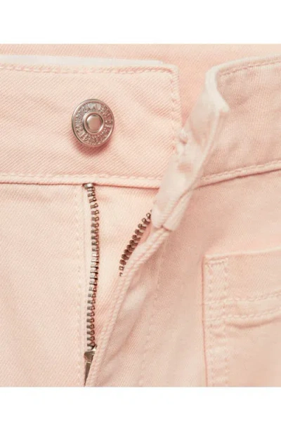 Mango Alex Raw Hem Patch Pocket Crop Flare Jeans In Pink