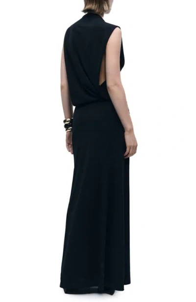 Mango Asymmetric Column Dress In Black