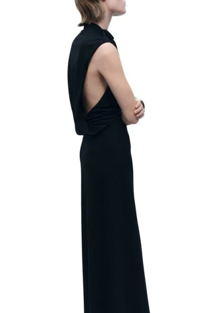 Mango Asymmetric Column Dress In Black