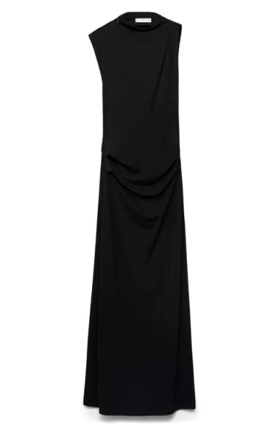 Mango Asymmetric Column Dress In Black