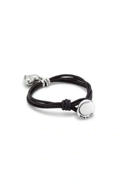 Unode50 Leather Bracelet With A Sterling Silver-plated Heart Charm In Silver