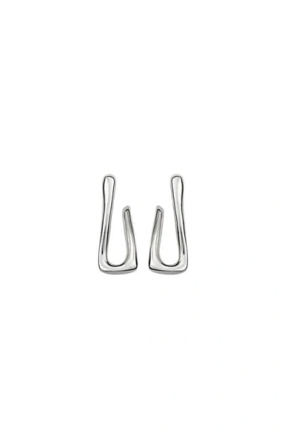 Unode50 Sterling Silver-plated Link Shaped Earrings In Metallic