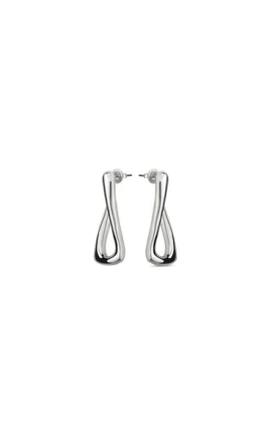Unode50 Sterling Silver-plated Link Shaped Earrings In Metallic