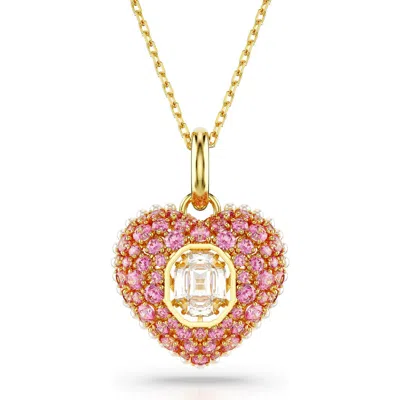 Swarovski Women's Hyperbola Goldtone, Crystal & Imitation Pearl Heart Pendant Necklace In Pink