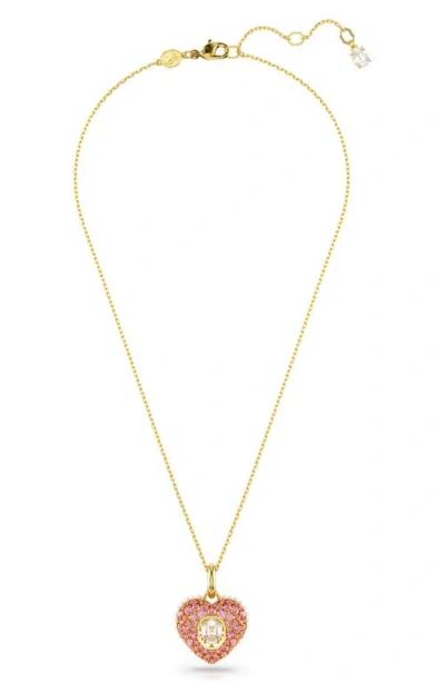 Swarovski Women's Hyperbola Goldtone, Crystal & Imitation Pearl Heart Pendant Necklace In Pink