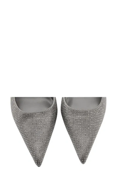 Mango Rhinestone Heel Pump In Silver