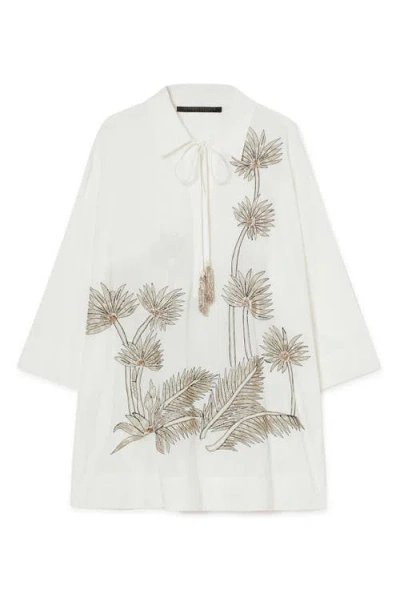 Marina Rinaldi Goya Beaded Jacket In Optical White