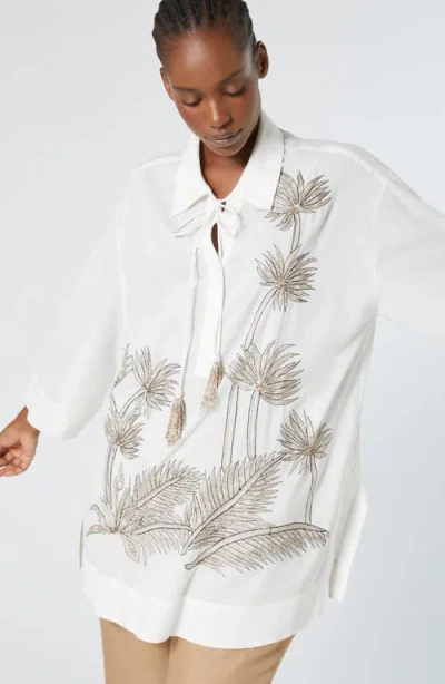 Marina Rinaldi Goya Beaded Jacket In Optical White