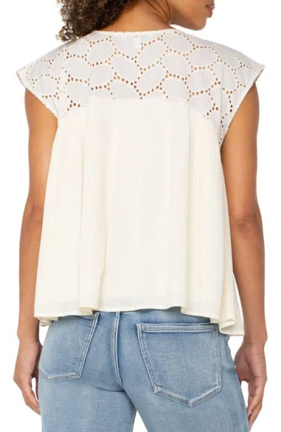 Liverpool Los Angeles Dolman Sleeve Cotton Eyelet Top In Vanilla Eyelet