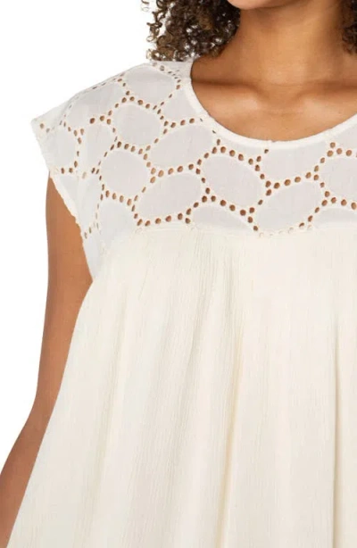 Liverpool Los Angeles Dolman Sleeve Cotton Eyelet Top In Vanilla Eyelet