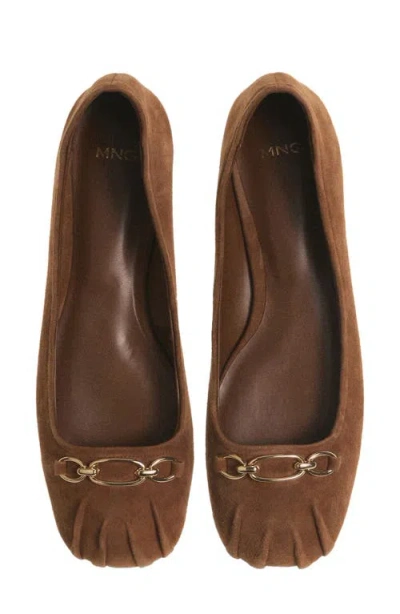 Mango Link Ballet Flat In Medium Brown