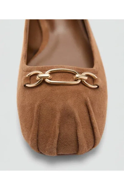 Mango Link Ballet Flat In Medium Brown