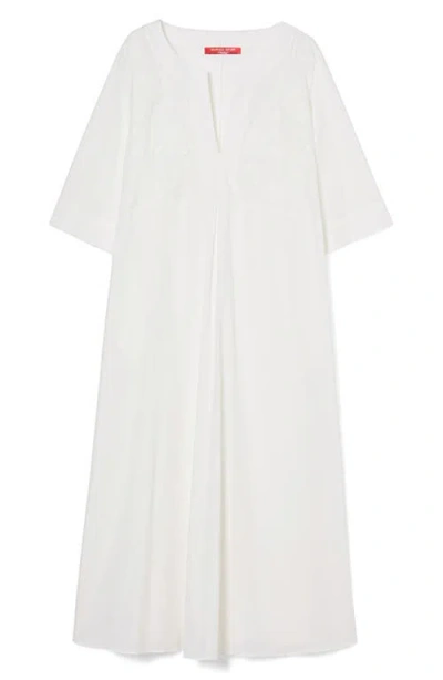 Shop Marina Rinaldi Opossum Floral Appliqué Cotton Poplin Dress In White