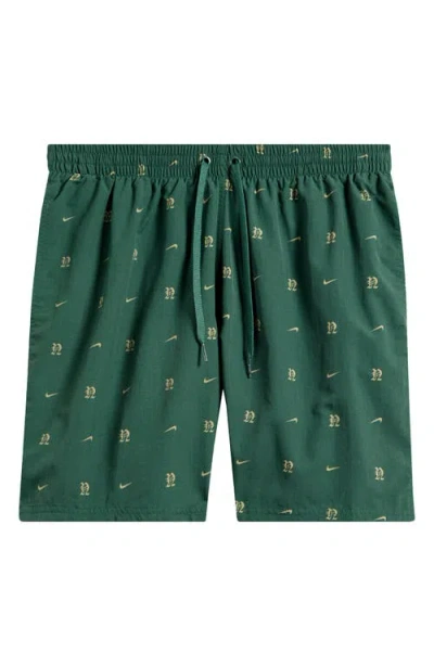 Nike Swim All-over Monogram Nylon 7 Volley Swim Shorts In Fir