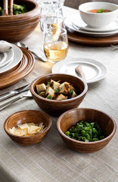 Juliska Bilbao Wood Set Of 3 Nesting Bowls In Brown