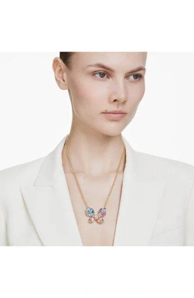 Swarovski Idyllia Multicolored Crystal Butterfly Necklace In Gold