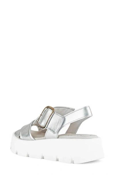 Gabor Crossover Slingback Wedge Sandal In Silver
