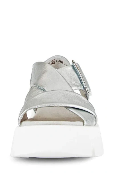 Gabor Crossover Slingback Wedge Sandal In Silver