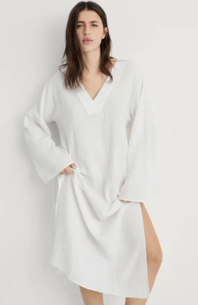Mango Oversize Pyjama Cotton Gauze Caftan In White