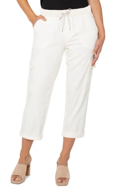 Liverpool Los Angeles Rascal Pull-on Crop Straight Leg Cargo Pants In Whipped Cream