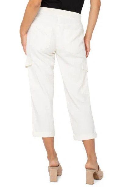 Liverpool Los Angeles Rascal Pull-on Crop Straight Leg Cargo Pants In Whipped Cream