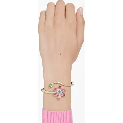 Swarovski Idyllia Crystal Flower Open Bangle In Multicolored