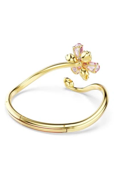 Swarovski Idyllia Crystal Flower Open Bangle In Multicolored