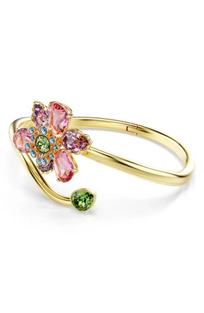 Swarovski Idyllia Crystal Flower Open Bangle In Multicolored