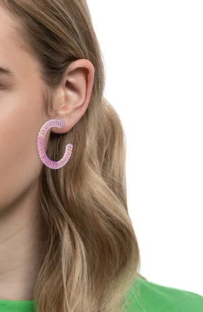 Deepa Gurnani Misia Two-tone Hoop Earrings In Multi Lavender