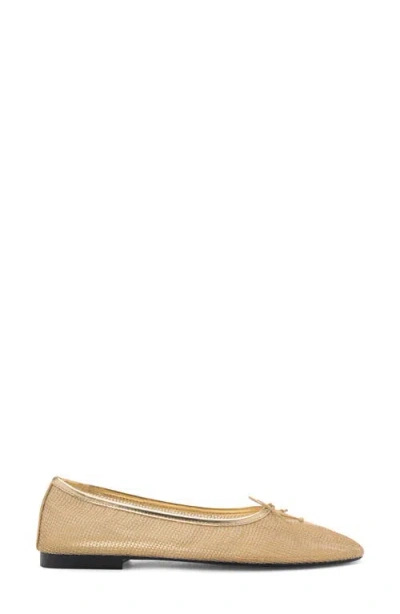 Mango Mesh Ballerina Flat In Gold
