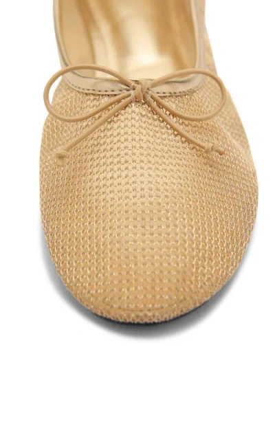 Mango Mesh Ballerina Flat In Gold