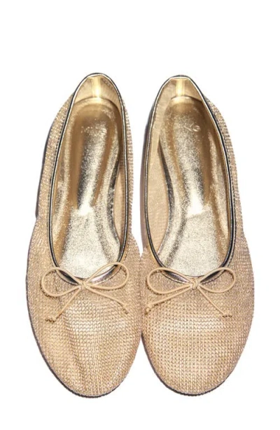 Mango Mesh Ballerina Flat In Gold