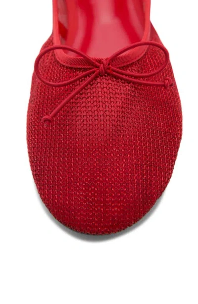 Mango Mesh Ballerina Flat In Red