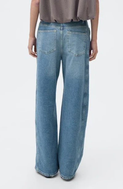 Mango High Waist Barrel Jeans In Medium Blue