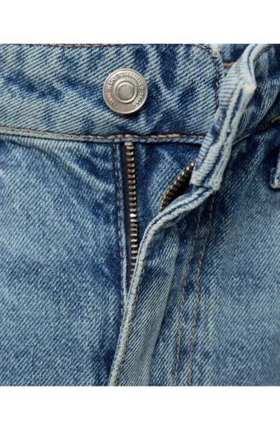 Mango High Waist Barrel Jeans In Medium Blue