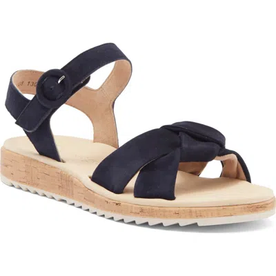 Paul Green Trento Ankle Strap Platform Sandal In Blue Suede
