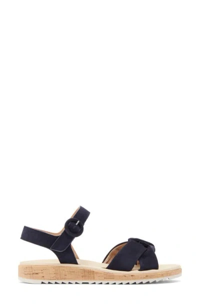 Paul Green Trento Ankle Strap Platform Sandal In Blue Suede