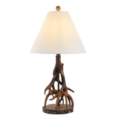 Jonathan Y Cabell 26" Farmhouse Rustic Iron Led Table Lamp, Brown/white In Brown