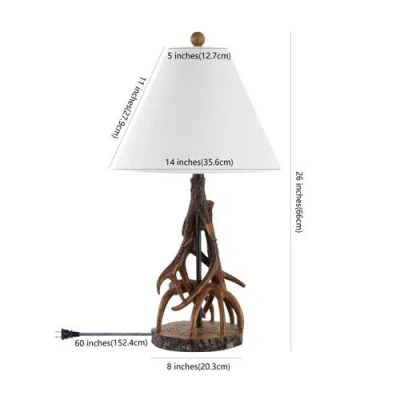 Jonathan Y Cabell 26" Farmhouse Rustic Iron Led Table Lamp, Brown/white In Brown