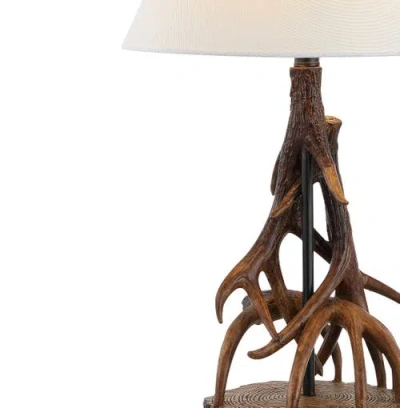 Jonathan Y Cabell 26" Farmhouse Rustic Iron Led Table Lamp, Brown/white In Brown